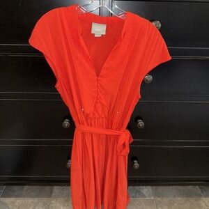 Maeve Bright Red Midi Dress with Tie Waist